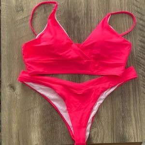 Shein hot pink bikini size XL